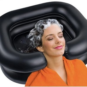 Lavabo inflable para lavar el cabello, 60x45cm, para ancianos postrados en cama, mujeres embarazadas, uso en cama, diseño de doble capa - Product Image 1