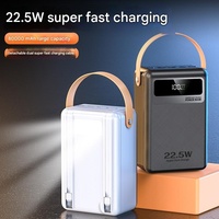 Banco de Energía Portátil de 80000mAh, Carga Rápida PD de 22.5W, Pantalla LED, Cables Integrados Tipo-C, Triple Salida USB, Linterna para Camping