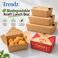 Boîtes à bento jetables en papier kraft biodégradable écologiques Trendz Wholesale pour emballages alimentaires
