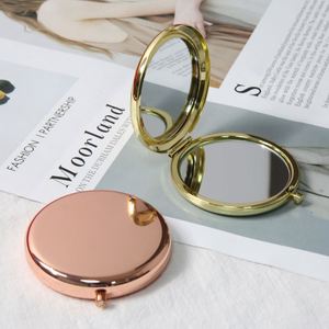 Portable <b>Double</b>-<b>Sided</b> Foldable Makeup <b>Mirror</b> Small Pocket Metal Frame Cosmetics Advertising Gift with Printed Laser Logo - Product Image 4