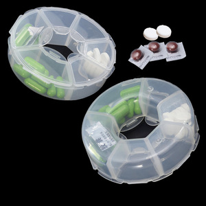 Six Compartment Transparent Portable Pillbox With Cover For Travel Medicine <b>Storage</b> - Product Image 3