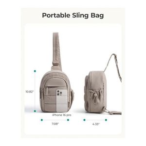 Custom Nylon Plaid Pattern Vertical Square Design Casual Single-Shoulder Crossbody <b>Backpack</b> Lightweight Sling Bag Zipper - Product Image 4