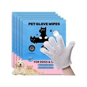 Private Label Natural Hypoallergenic No Rinse Shampoo Wash Mitt for Grooming Cleansing Pet Cleaning Glove Wipes for Dogs Cats