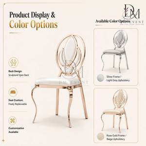 <b>Gold</b> Ornate Scroll Back Stainless Steel Event <b>Chair</b> with White Cushion for Wedding and Hotel Banquets Wholesale Seating - Product Image 5