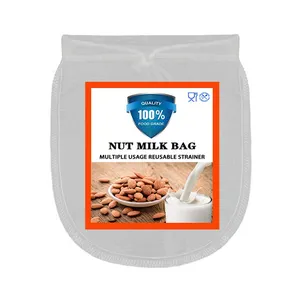 Sac filtre en nylon réutilisable de qualité alimentaire personnalisé sac passoire à kava sacs de lait de noix infusé à froid jus de fruit d'amande - Product Image 1