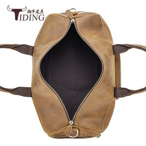 Bolsa de Viaje de Cuero Crazy Horse Tiding, Gran Capacidad, Correa Ajustable, Bolsa de Negocios para Hombre, Color Café - Product Image 5