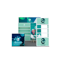 10 * 10ft facile à installer stand de salon commercial modulaire tissu extensible présentoir mural arrière cadre en aluminium expositions publicitaires