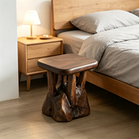 Tabouret rustique en bois massif de racine de cèdre naturel et de Tali jaune, siège en souche d'arbre fait main pour la décoration de table basse de salon