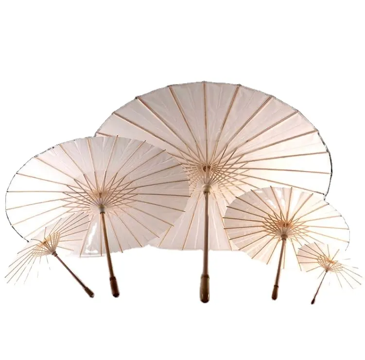 Paraguas DE BODA Brida de papel, sombrillas blancas, Mini paraguas artesanal chino liso hecho a mano para adornos colgantes
