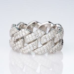 Anillo de Plata 925 de Alta Calidad con Incrustaciones de Moissanita Estilo Cubano, Chapado en Platino y Oro Disponible - Product Image 2