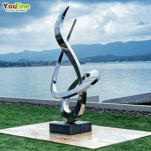 YOUFINE Scultura Moderna in Acciaio Inossidabile Lucidato a Specchio, Statua d'Arte Astratta per Decorazione da <span class=keywords><strong>Giardino</strong></span> - Product Image 6