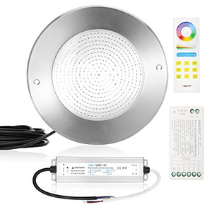 Luz LED empotrada para piscina de 6 pulgadas, 12W, de acero inoxidable, iluminación subacuática con control remoto y aplicación para piscinas - Product Image 4