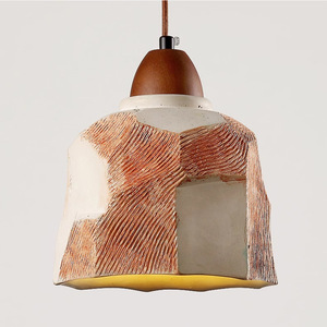 Luminaire suspendu LED en ciment rétro de style wabi-sabi, luminaires créatifs uniques, chambres à coucher moyennes, cafés, salons de thé au lait - Product Image 6
