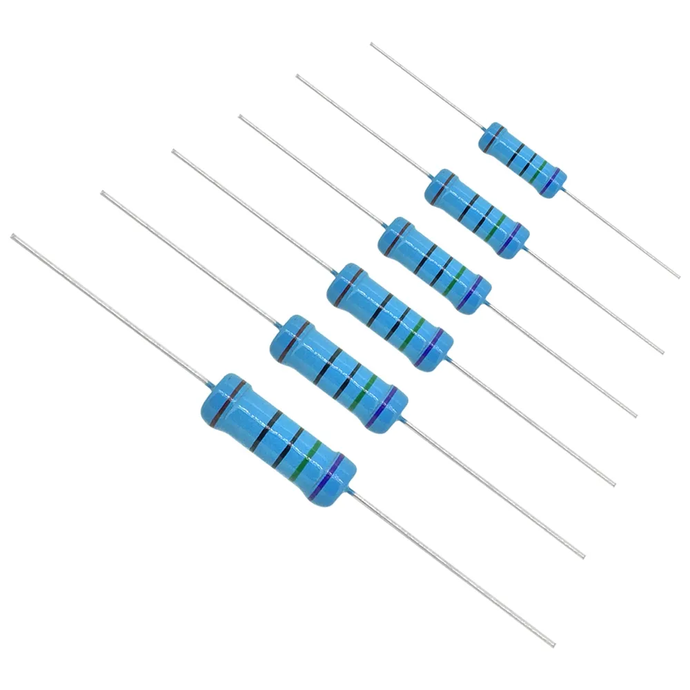 Resistor Film logam, 1/8W 1/4W 1/2W 1W 2W 3W 5W +-1% logam Flm Resistor presisi toleransi CP/CU kawat