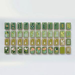 Vente en gros mini nouvelle couche artistique vert personnalisé bambou voyage Mahjong ensemble 160 gravé luxe acrylique américain Mahjong tuiles - Product Image 1