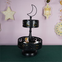 Plateau de service à Dessert décorations lune Ramadan, support à gâteau de Table plateau de service à deux niveaux en fer Ramadan eid ramadan