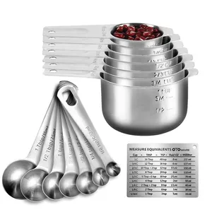 Measuring Cup Set Measuring Spoon with Scale Plate Baking Tools Stainless Steel 13 14 15pcs Food Grade Measuring Cup All-season