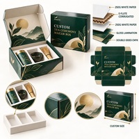 Boîte d'expédition personnalisée en carton ondulé E brillant pour cérémonie du thé avec dorure à chaud