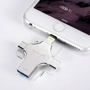 Memoria USB 4 en 1 con Logotipo Personalizado, Llavero Portátil con Interfaz Múltiple para Smartphone y PC - Product Image 2