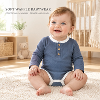 Vente en gros 2026 – Vêtements personnalisés pour nouveau-nés, pyjamas en coton pour bébés, barboteuses à manches longues avec logo personnalisé