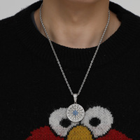 Hip Hop Cuivre Boussole Boussole Pendentif Couple Hommes et Femmes ins Cuivre avec Zircone Rap Collier