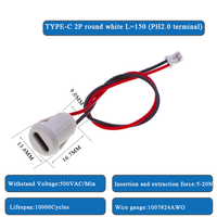 Connecteur USB Type-C femelle avec fils, connecteur à montage sur panneau avec borne PH2.0 pour la recharge DIY