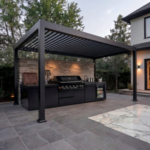 Pérgola de Aluminio de Lujo Personalizada Youya de 3*3/3*4/4*6m, Impermeable, con Rejillas, para Jardín/Patio, con Mueble de Cocina Exterior - Product Image 6