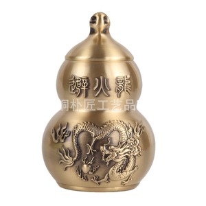 Botella con diseño de dragón repelente al fuego, esquina noreste de la cocina, piedras amarillas, cristal, gran adorno de calabaza de cobre puro, norte y - Product Image 5
