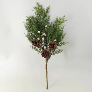 Wholesale Artificial cedar cypress leaves white Berry stems Leave Mix Artificial Stems