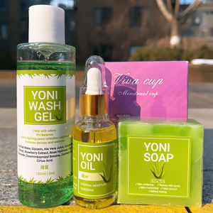 مجموعة منتجات العناية النسائية العشبية الطبيعية OEM لتخفيف الحكة وتضييق المهبل، تشمل جل غسول وزيت وصابون - Product Image 5