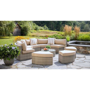 Moderne Waterdichte Halve Cirkel Bankstel Goedkope Outdoor Rieten Patio Tuin Rotan Meubels Voor Theetafel Woonkamer Park - Product Image 1