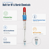 Sonde pH haute pression ACpH4262 120mm 1-14 pH 100°C 15 bars Connecteur VP PT1000 ATC Sonde en verre pour analyse liquide précise en milieu semi-conducteur