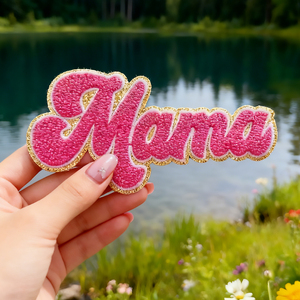 El nuevo día de <span class=keywords><strong>la</strong></span> madre caliente bordado de lentejuelas con borde dorado venta al por mayor parches de mamá hierro <span class=keywords><strong>en</strong></span> letras Mama Chenille parche para ropa - Product Image 2