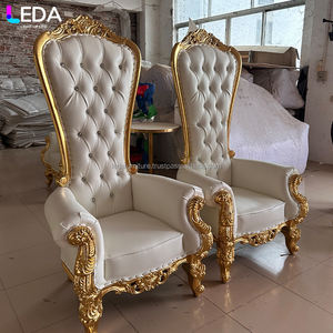 เก้าอี้สมบัติทองคำหลังสูงและราคาไม่แพงสำหรับที่นั่งในงานแต่งงานสุดหรูของราชวงศ์ - Product Image 1