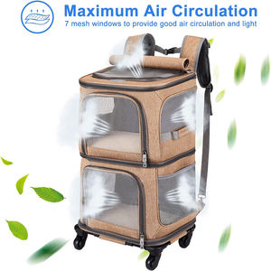 छोटे बिल्लियों और कुत्तों के लिए पहियों रोलिंग बिल्ली यात्रा वाहक बैकपैक के साथ डबल पालतू कैरियर बैकपैक - Product Image 3