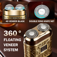 Tondeuse à barbe portable sans fil de poche en métal Rechargeable Double lame rotative électrique Mini rasoirs pour voyage
