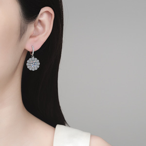 Factory <strong>Wholesale</strong> 5A Pear Shape Zircon Mosang High Sensitivity Sunflower Silver S925 8mm 4CTW Mosannite Earrings for Women - Product Image 5