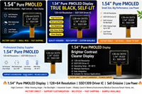 Module d'affichage PMOLED de 1,54 pouce, écran OLED 128x64 SSD1309, interface SPI I2C, affichage graphique pour dispositifs médicaux industriels