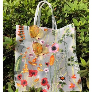 Bolso de mano con bordado de flores para niñas, bolsa de malla de alta calidad, ligero, de Organza, nuevo diseño - Product Image 4