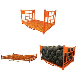 OEM ODM Heavy Duty Steel Truck Tyre Storage Cremalheira dobrável resistente do pneu Rack de aço prateleiras para armazenamento do pneu do caminhão