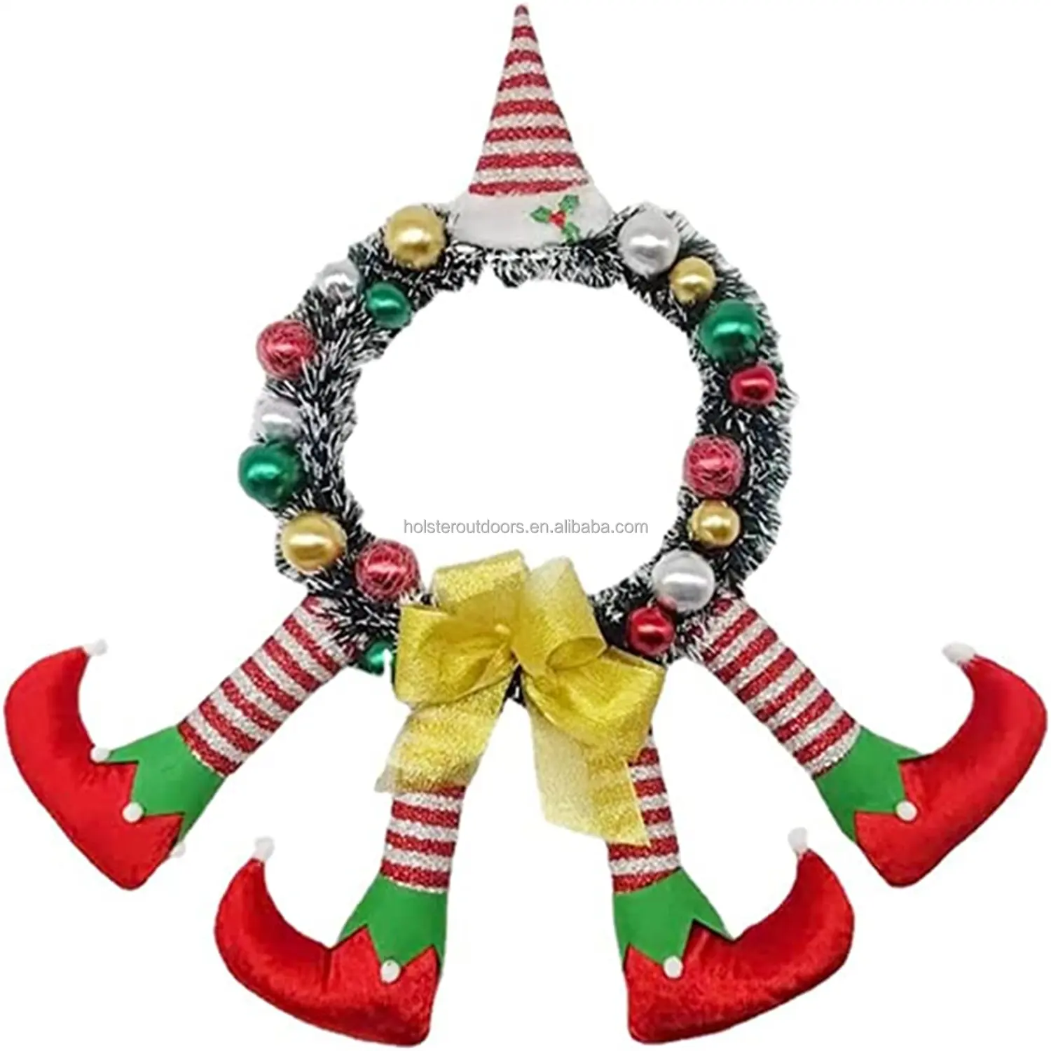 25,6 Zoll Weihnachten gestreifte Clown Elf Beine Kranz mit Hut Weihnachten hängende Girlande Kränze für Haustür Dekor, Party zubehör