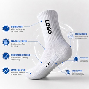Chaussettes de sport personnalisées pour hommes et femmes, chaussettes de basketball et de course respirantes avec fond en tissu éponge, logo personnalisé - Product Image 2