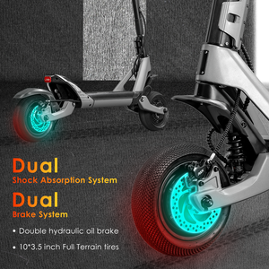 สกู๊ตเตอร์ไฟฟ้า HEZZO F6 ระบบขับเคลื่อนคู่ 3200W 60V กำลังสูง แบตเตอรี่ลิเธียม 23AH ดิสก์เบรกไฮดรอลิก ล้อ 10 นิ้ว พับได้ รับน้ำหนัก 150 กก. มอเตอร์กำลังสูง F6 คู่ 3200 - Product Image 6