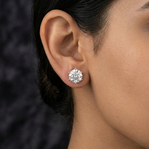 Pendientes de diamantes, joyería fina, corte brillante redondo, piedras brillantes, elegantes para la oficina, regalo de compromiso de boda para mujeres - Product Image 6