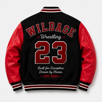 Veste bomber streetwear en laine avec manches en cuir, broderie personnalisée, logo sur mesure, grandes tailles, pour homme, OEM