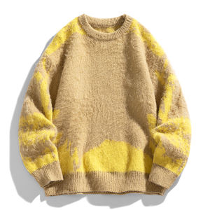 Pull-over en tricot jacquard pour homme 2026, col rond, en coton, pour l'hiver - Product Image 1