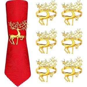 Anneaux <span class=keywords><strong>de</strong></span> <span class=keywords><strong>serviette</strong></span> <span class=keywords><strong>de</strong></span> Noël en forme <span class=keywords><strong>de</strong></span> renne, boucle <span class=keywords><strong>de</strong></span> <span class=keywords><strong>serviette</strong></span> dorée, décorations <span class=keywords><strong>de</strong></span> <span class=keywords><strong>table</strong></span> pour les fêtes, porte-serviettes moderne - Product Image 1