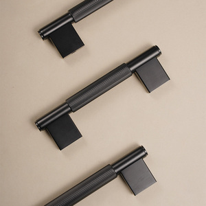 DOOROOM 4 Sizes Available Matte Black H59 Brass Cabinet <strong>Door</strong> Handles Knurled Drawer Pulls for Furniture - Product Image 3