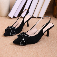Nouvelle Arrivée Chaussures à Talons Hauts Élégantes pour Femmes Talons Fins Nœud Papillon Diamanté Tige de Chaussure à Pois Mode Soirée Bureau et Quotidien Dame PDJ-08