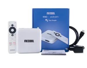2021 MECOOL KM2 Amlogic S905X2 Quad-core Android TV caja de DDR4 2GB 8GB SPDIF Ethernet WiFi Prime Video 4K TV reception